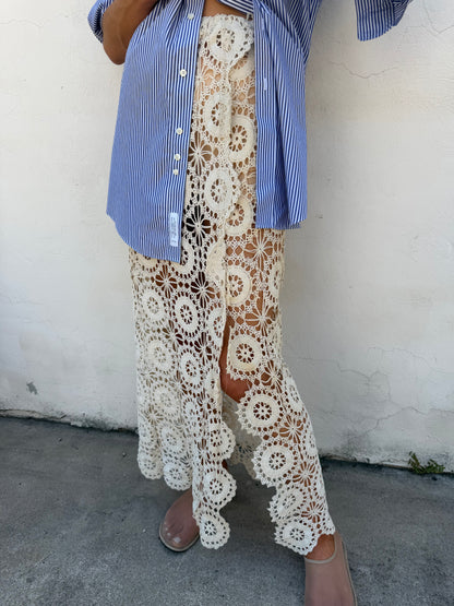 Crochet Maxi Skirt in Ivory