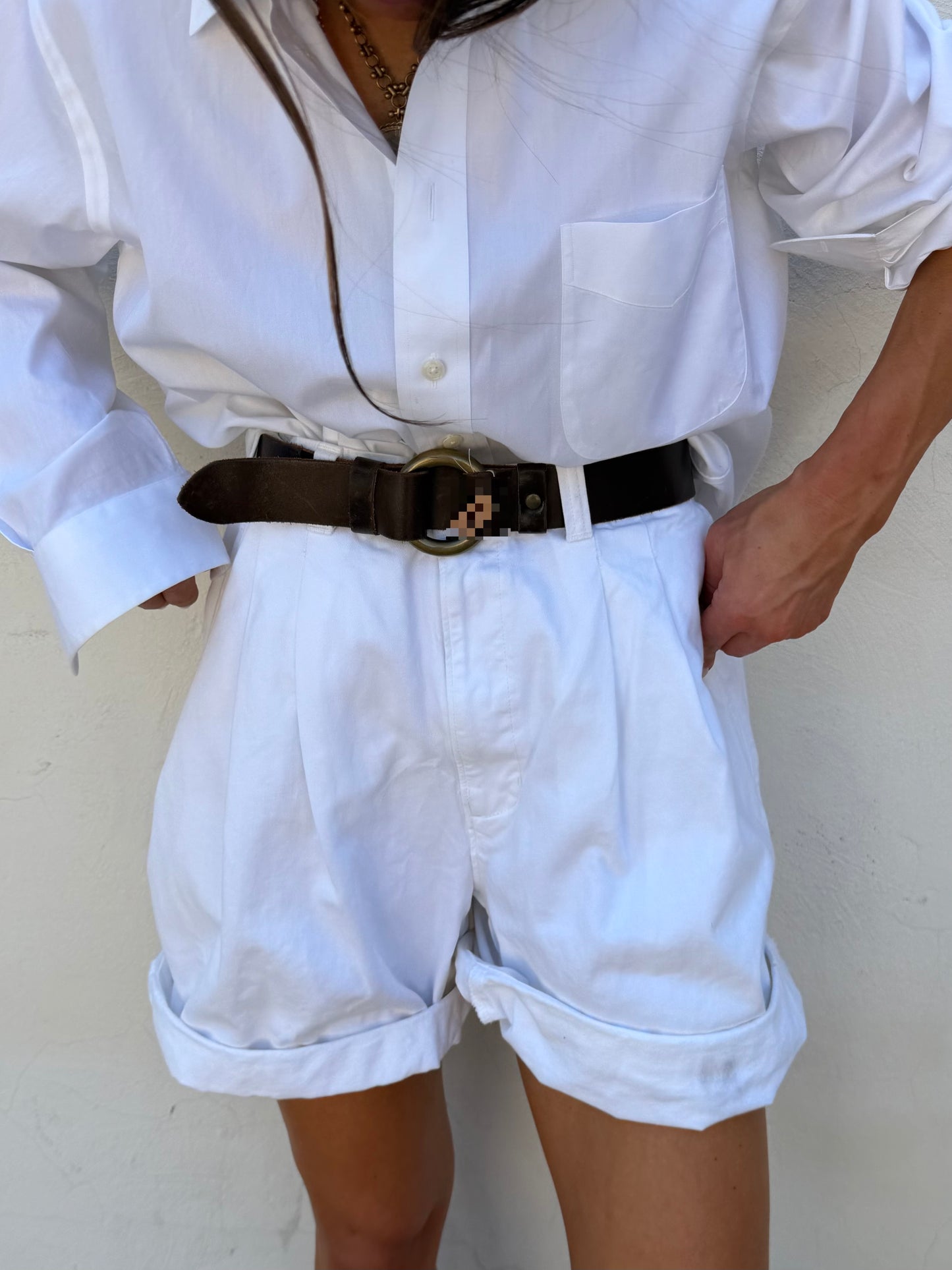 Ralph Lauren Brown Leather and brass Ring Belt