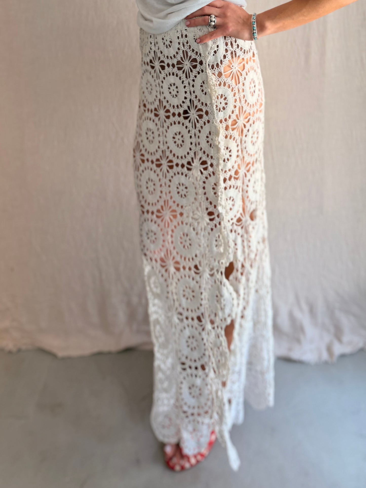 Hand Crocheted Doily Maxi Skirt