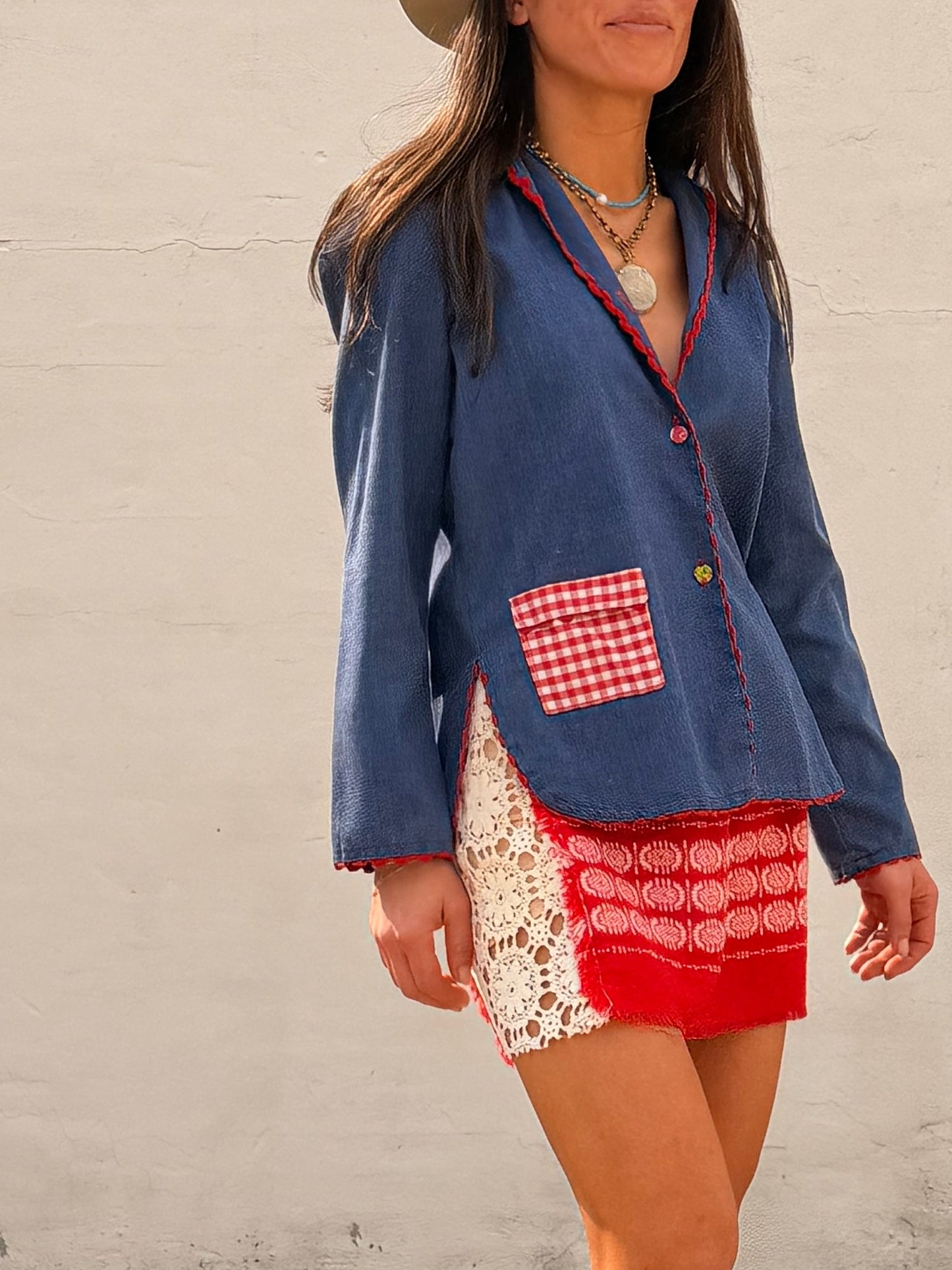 70s Chambray Ric-Rak Trim Shirt