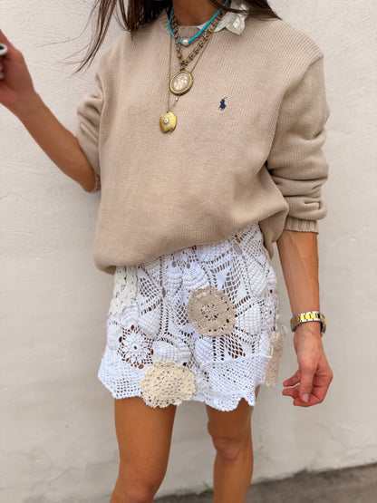 Mixed Crochet Doily Mini Skirt