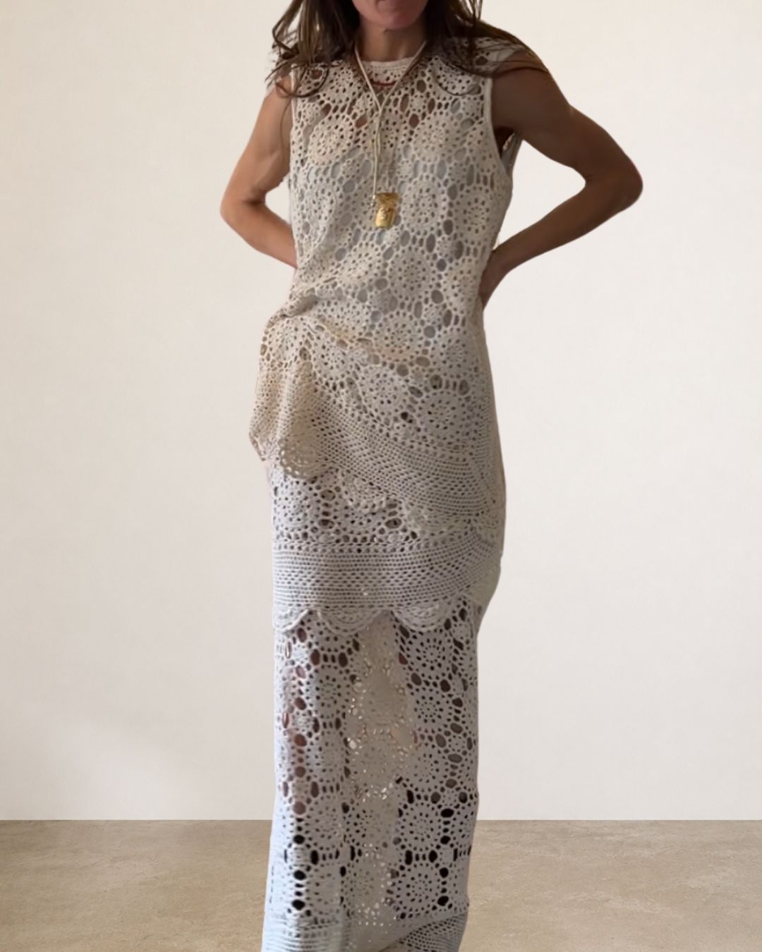 Double Layer Crochet Maxi Skirt