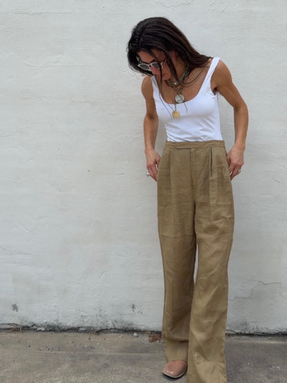 Linen Pleated Pants