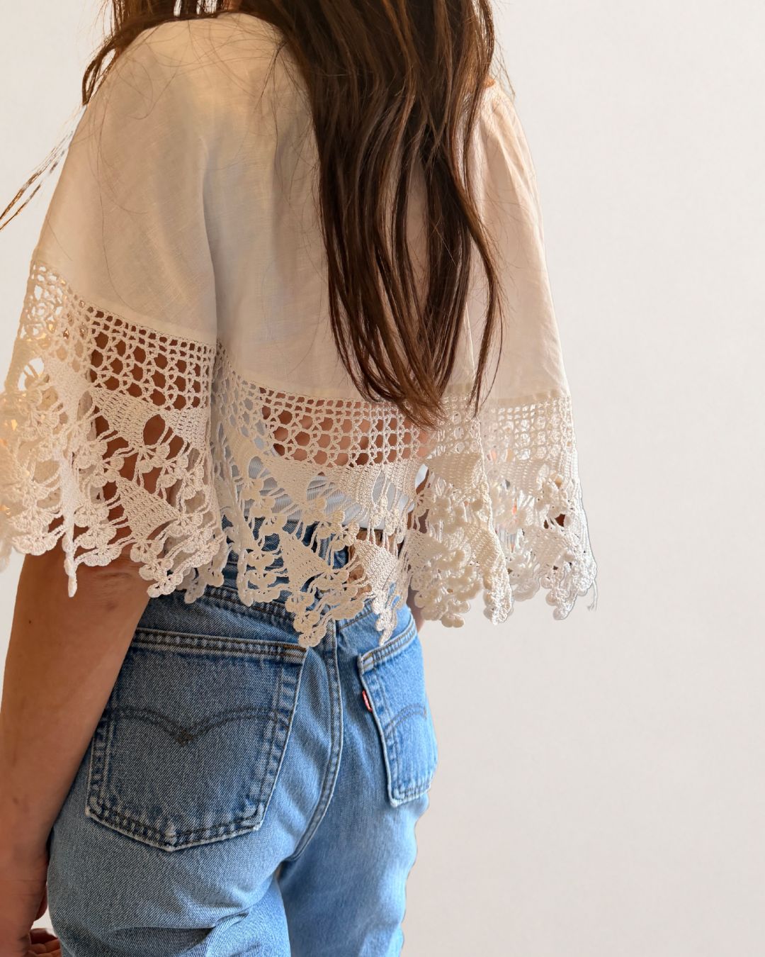 Antique Lace Trimmed Cape Top