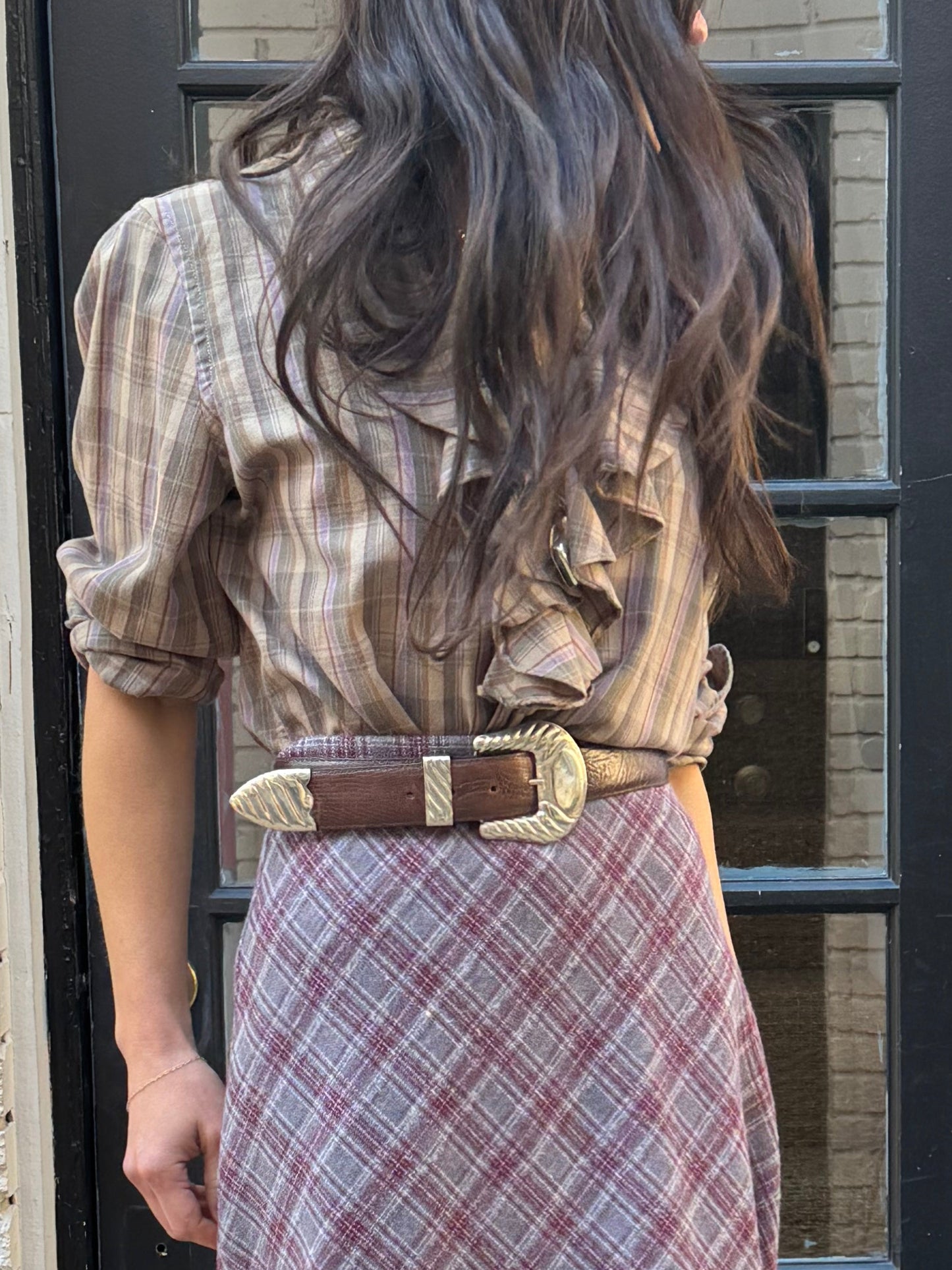 RL Plaid Ruffle Shirt