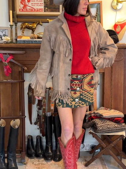 70s Light Tan Suede Fringe
