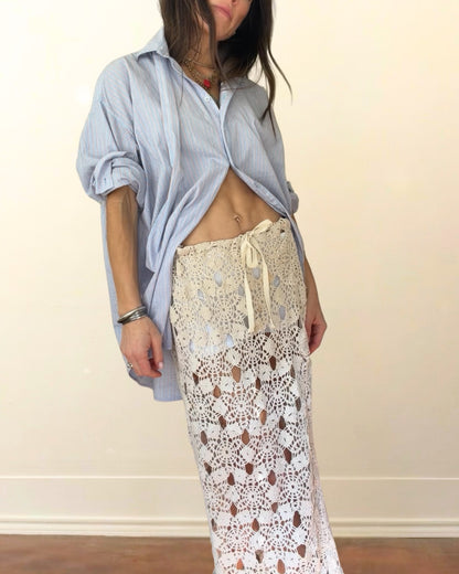 Drawstring Lace Maxi Skirt