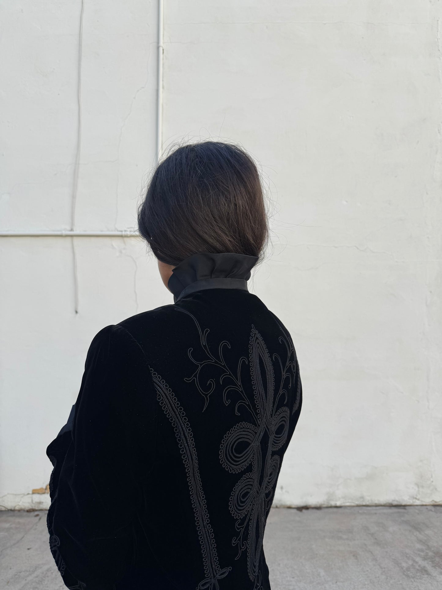 Black Velvet Soutache Jacket with Bell Sleeves