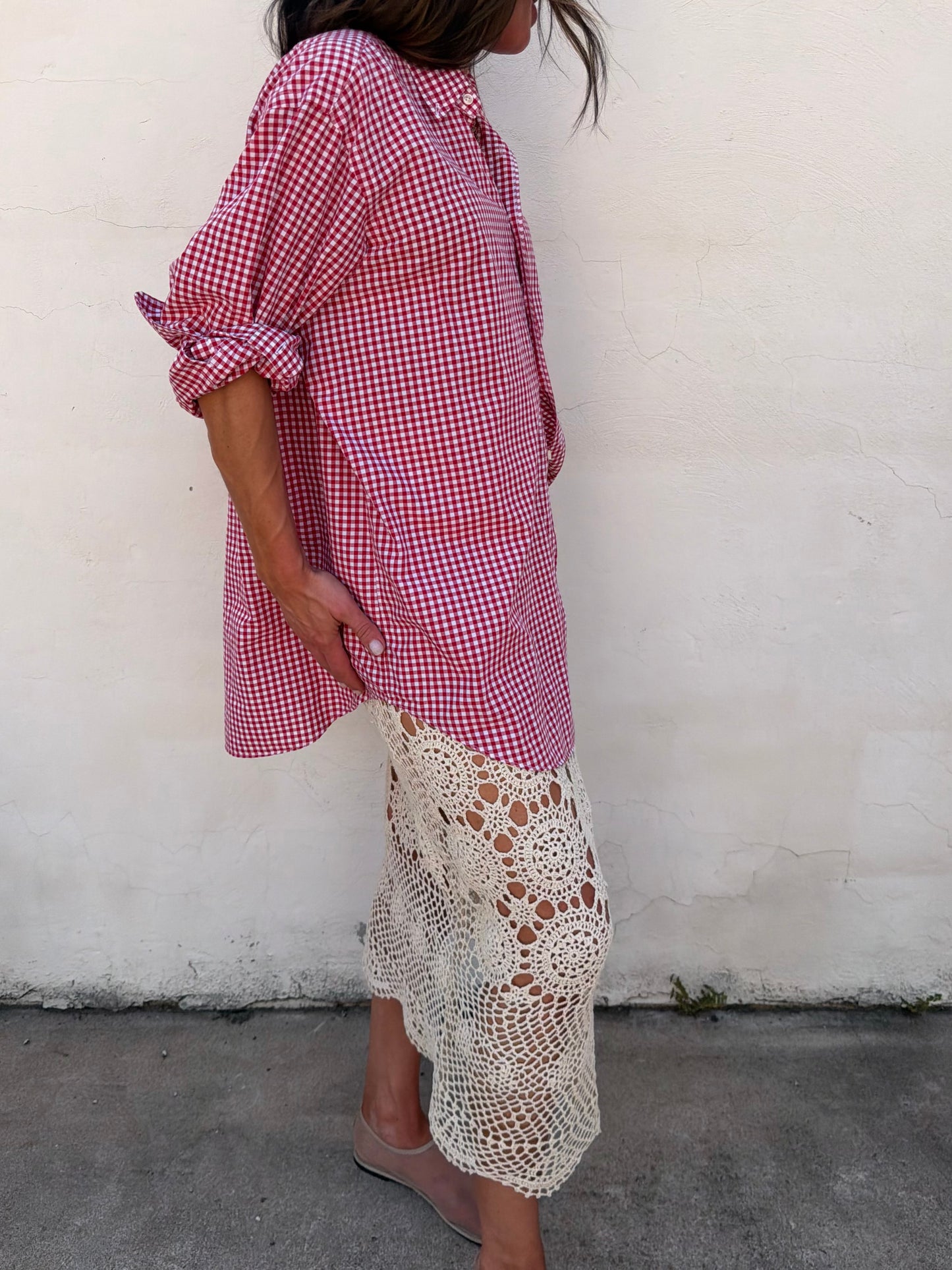 Crochet Column Skirt in Ivory