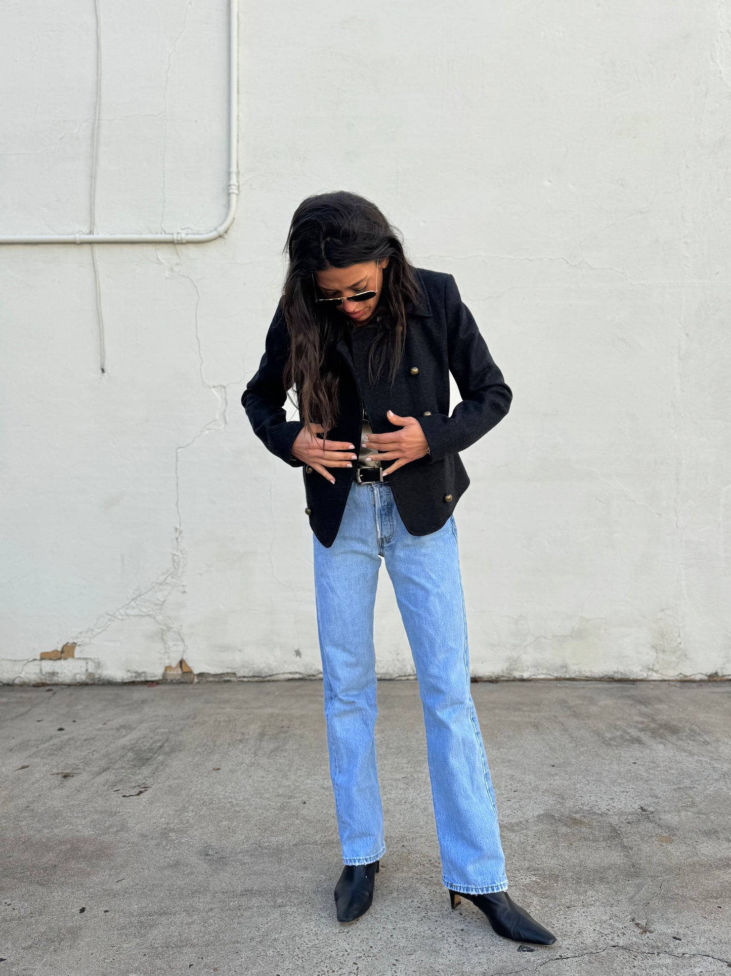 Charcoal Cropped Military Coat