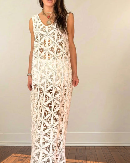 Crocheted Lace Long Dress