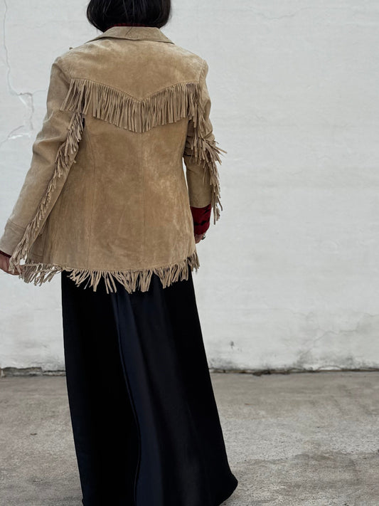 Light Tan Suede Fringe Jacket