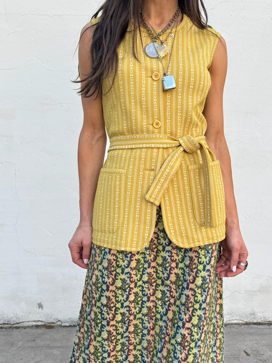 70s Poly knit Yellow Stripe Vest