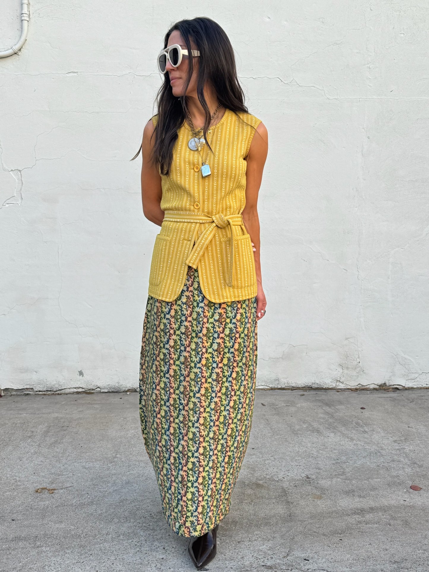 70s Poly knit Yellow Stripe Vest