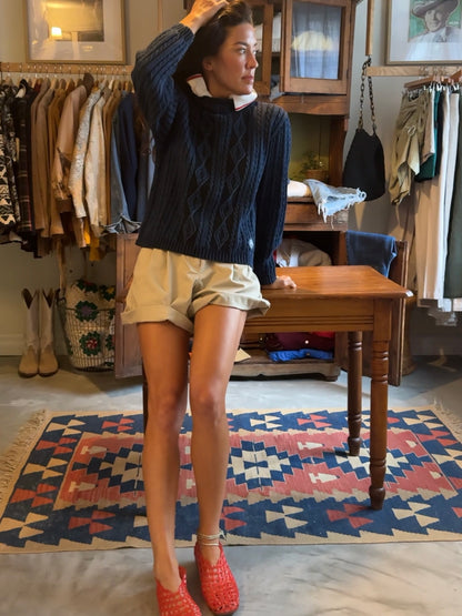 Pleated Khaki Shorts