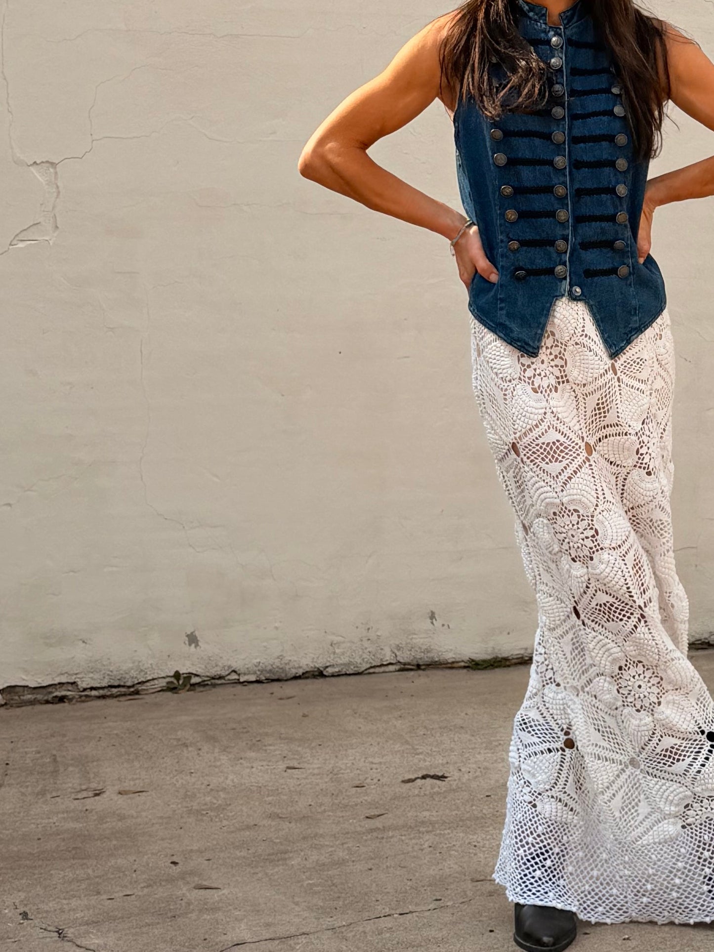 White Crochet Maxi Skirt (2 sizes)