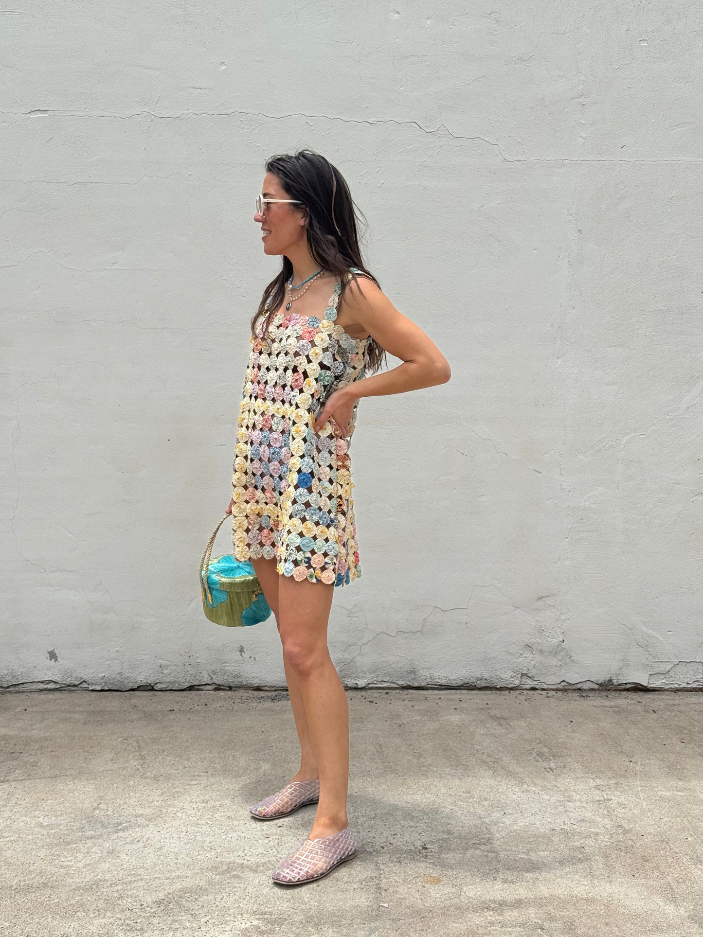 Yo-yo mini dress yellow