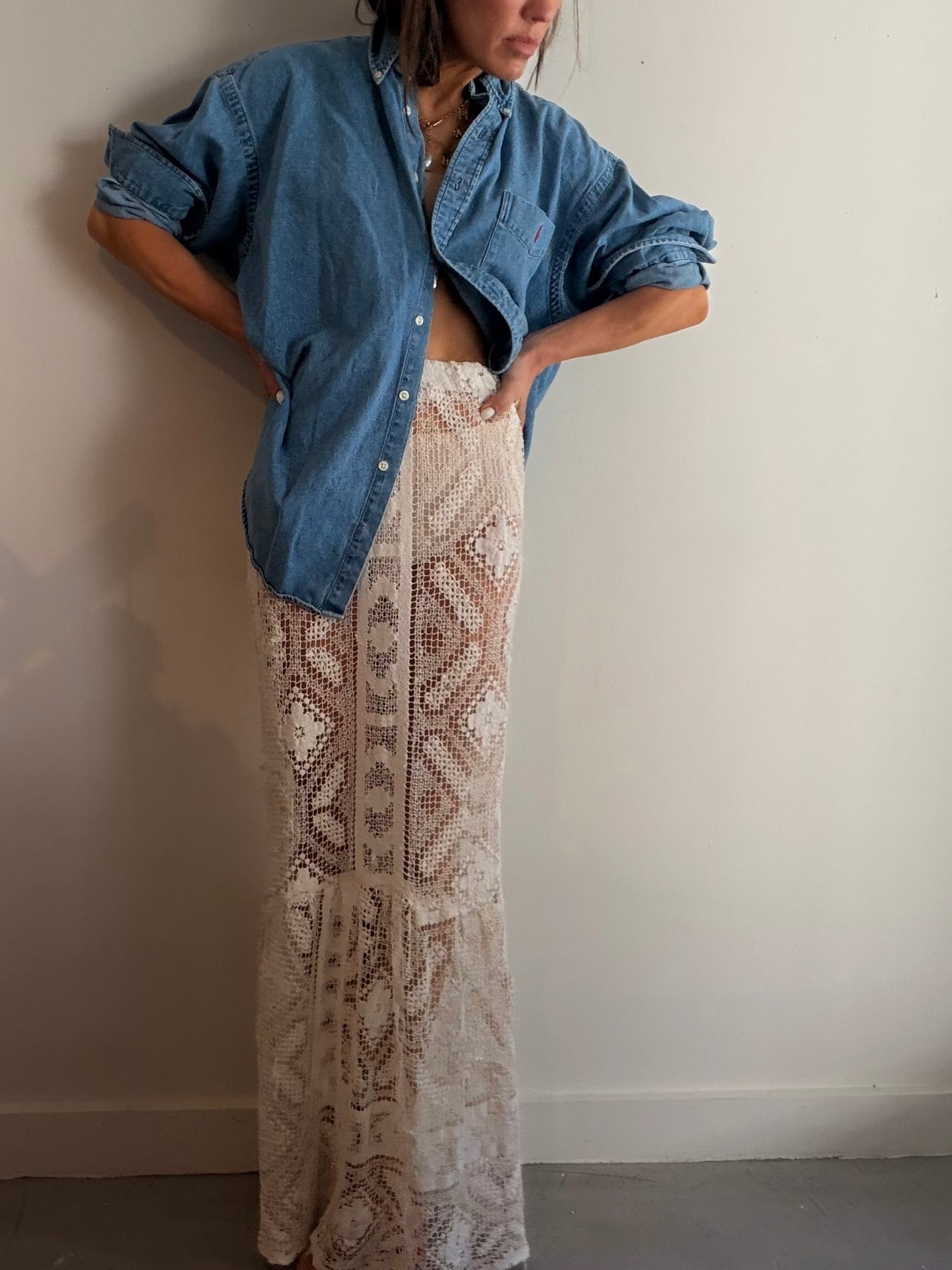 Lace Flounce Hem Skirt
