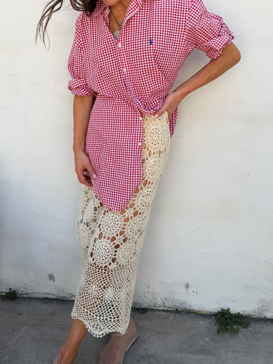 Crochet Column Skirt in Ivory