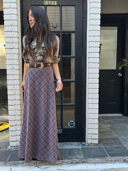 Grey/Burgundy Stretch Knit Skirt