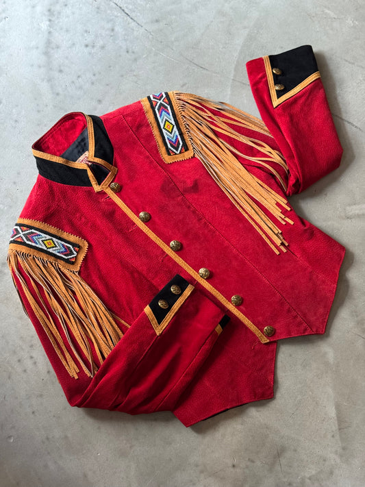 Suede Red Military Jacket