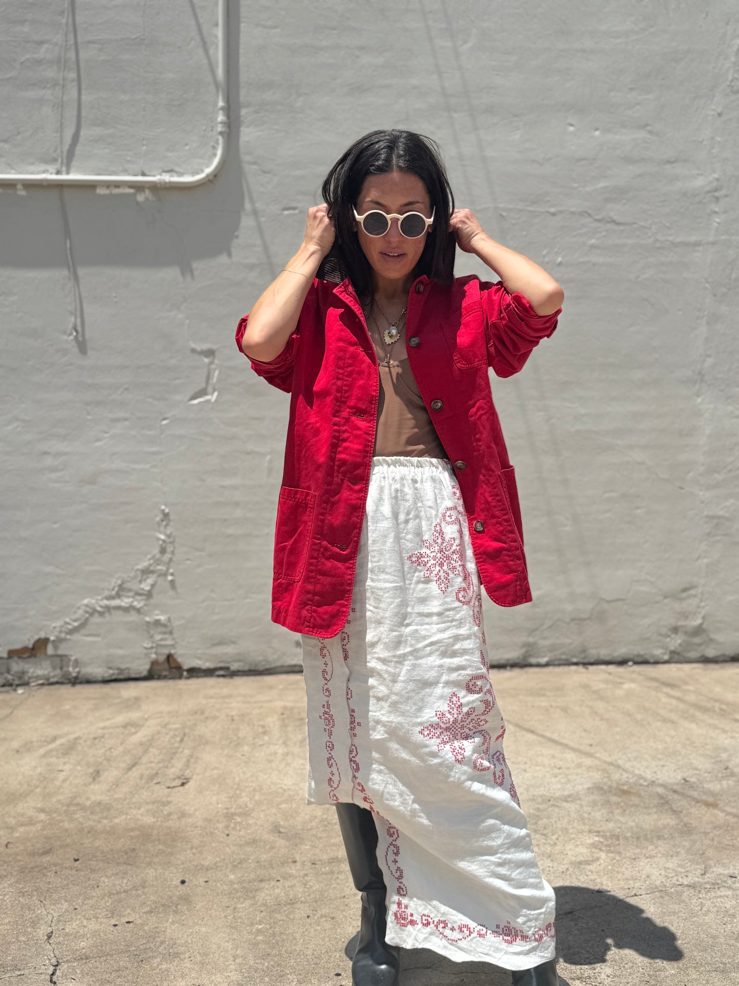 Cross-stitched Long Skirt