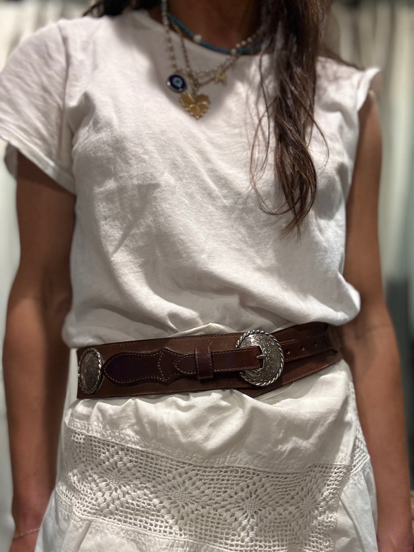 Brown and Silver 90s Western/Equestrian Belt