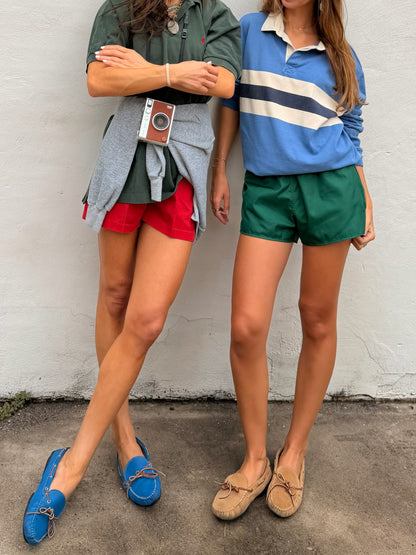 Cotton Elastic Waist Shorts Red
