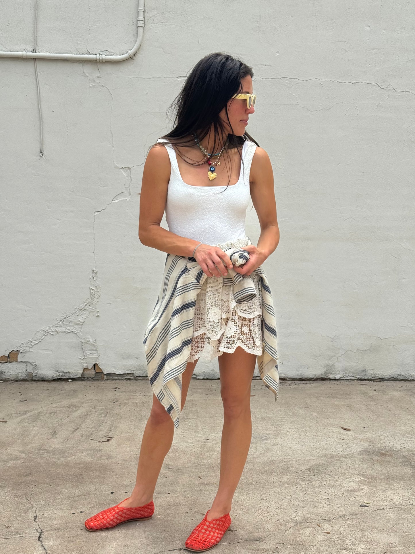 Lace Tablecloth Mini Skirt