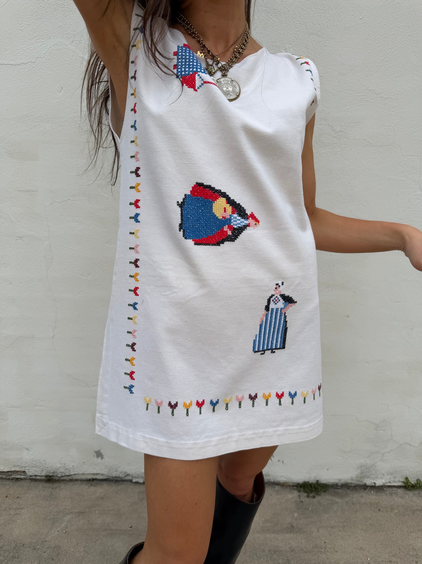 Scandi Folk Embroidered Mini Dress