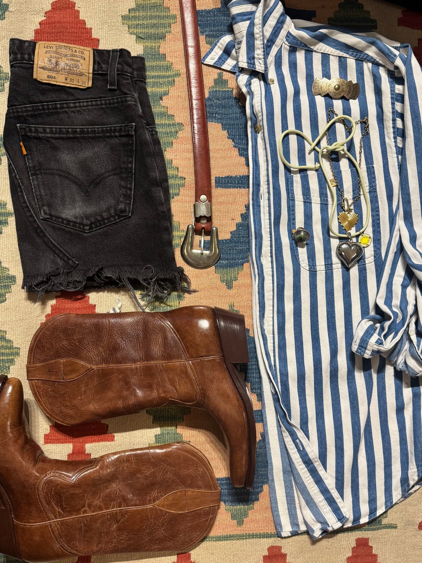 Blue and White Stripe Denim Shirt