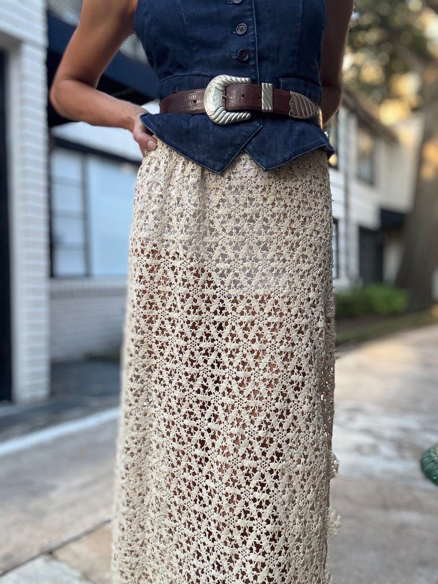 Lace Long Skirt Beige