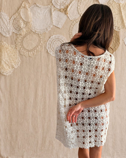 Crochet Flowers Mini Dress