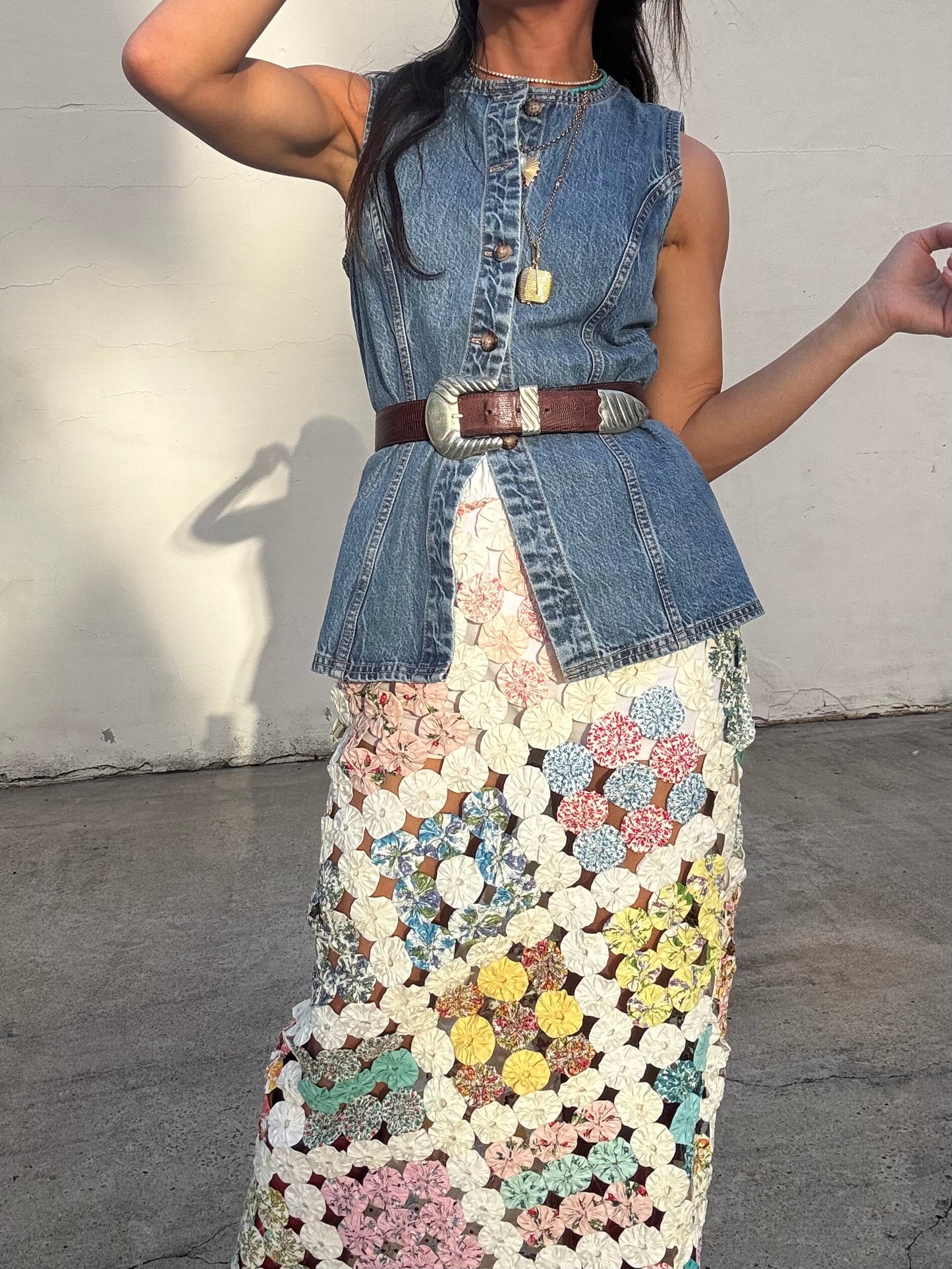 Yo-yo Maxi Skirt White Square