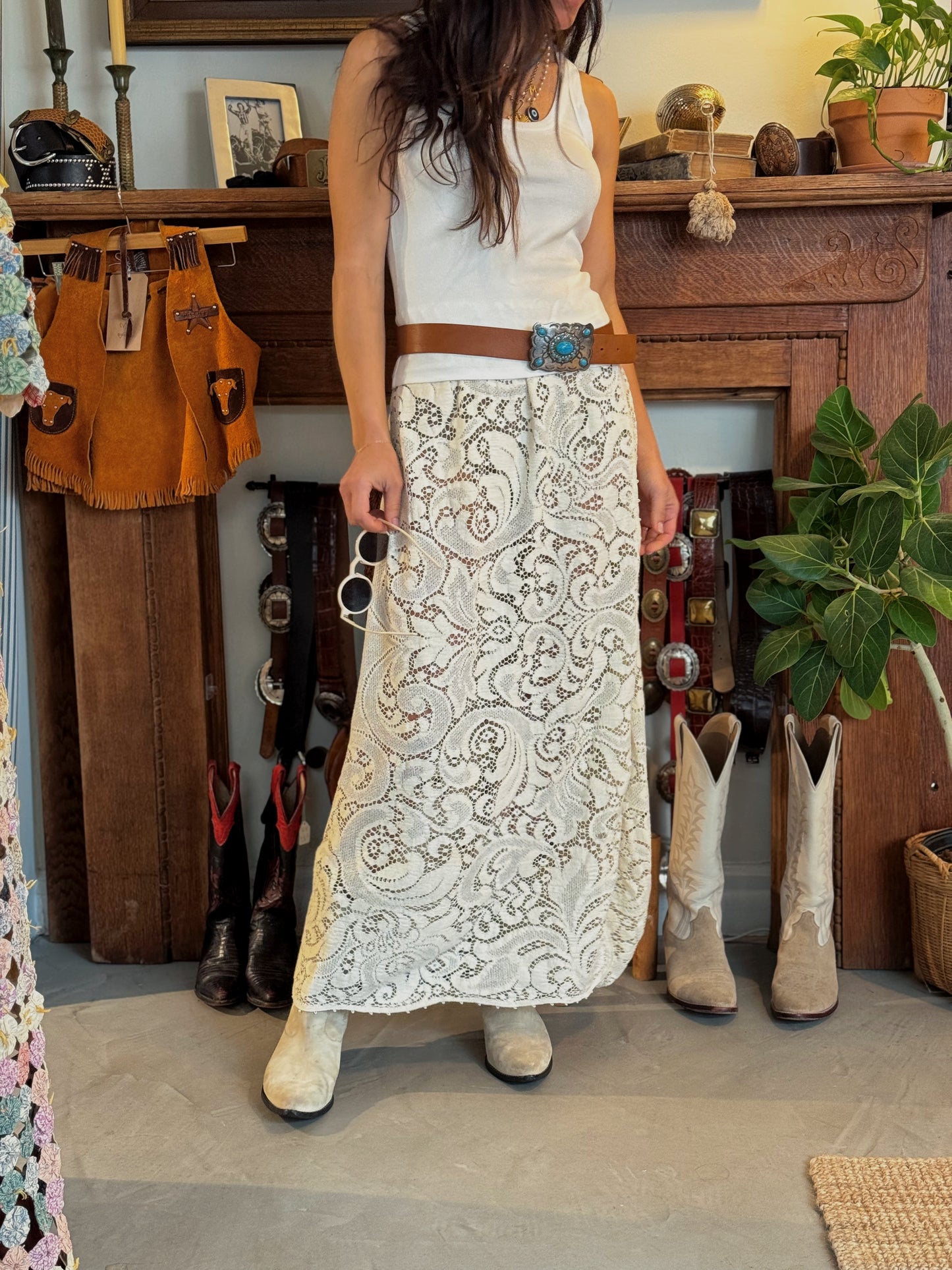 Lace Tablecloth Maxi Skirt