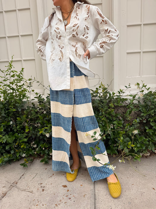 Denim Stripe Baule Skirt