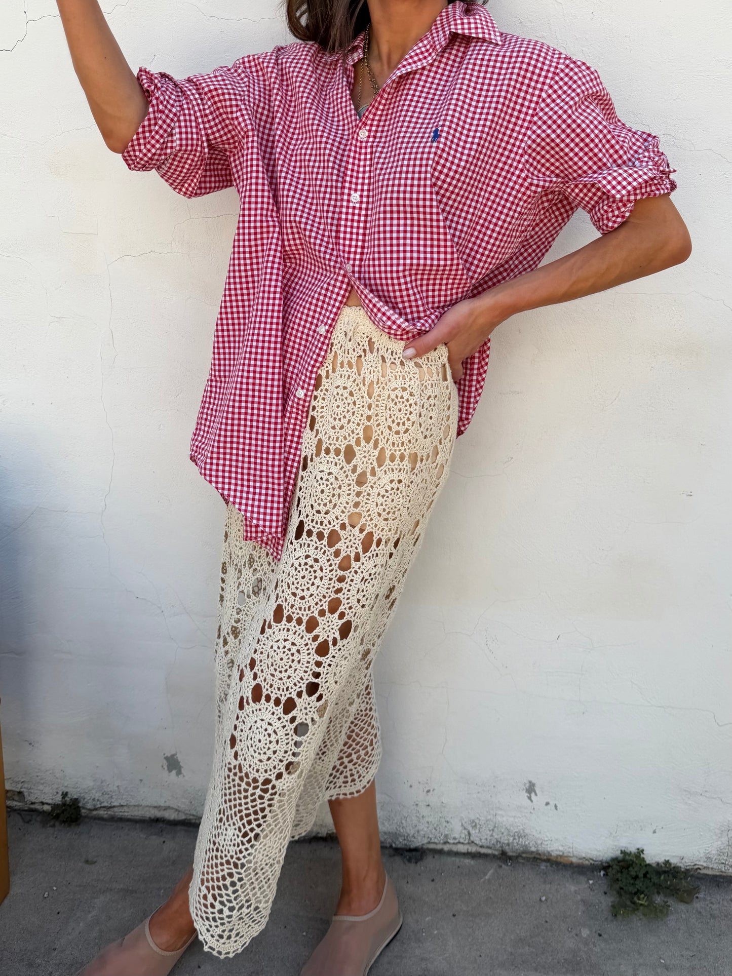 Crochet Column Skirt in Ivory