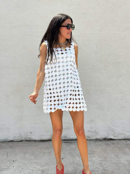 Yo-yo Mini Dress in White