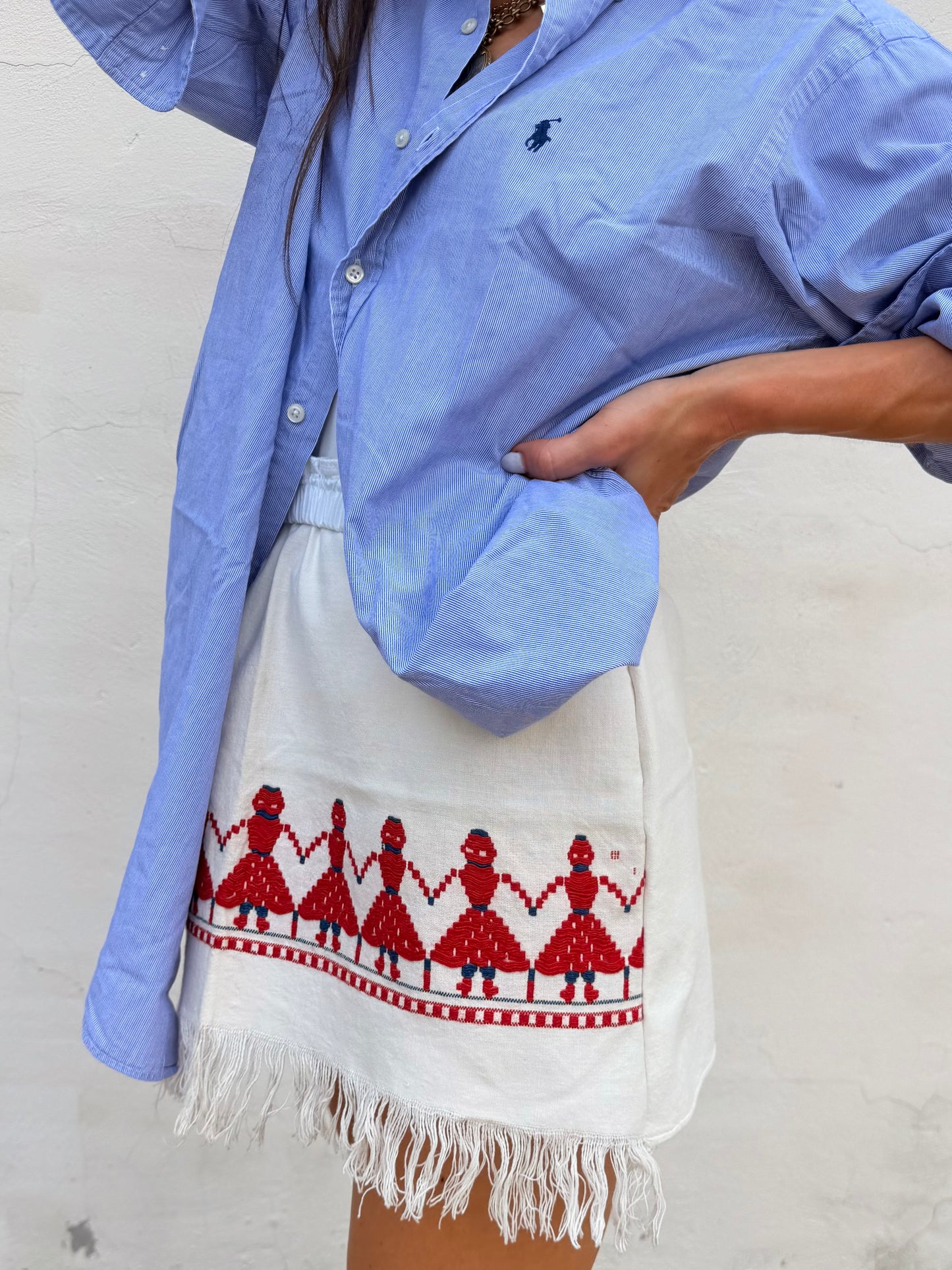 Hungarian Dancers Embroidery Mini Skirt