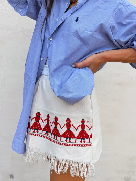 Hungarian Dancers Embroidery Mini Skirt