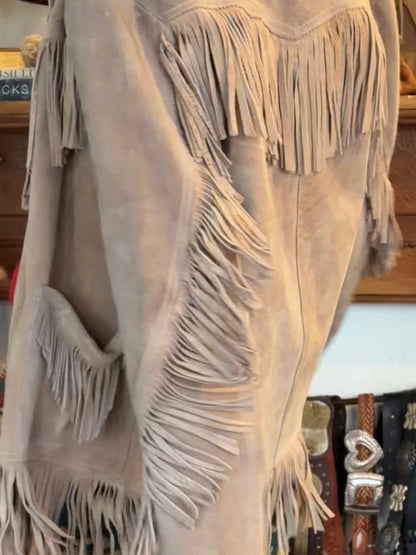 70s Light Tan Suede Fringe