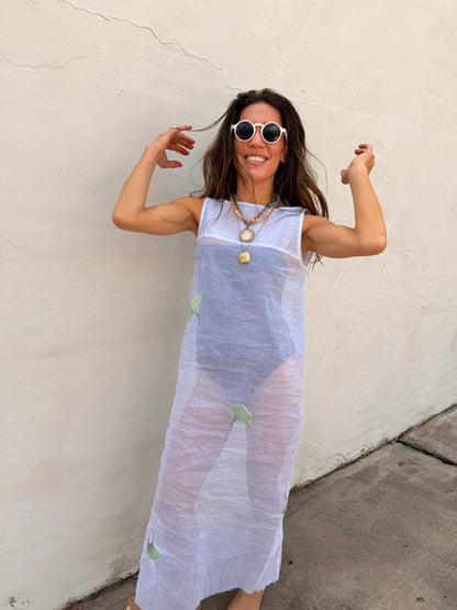 Sheer Maxi Dress with Embroidery