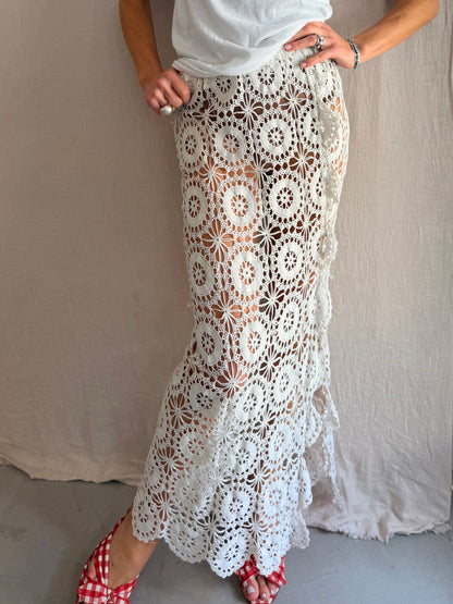 Hand Crocheted Doily Maxi Skirt