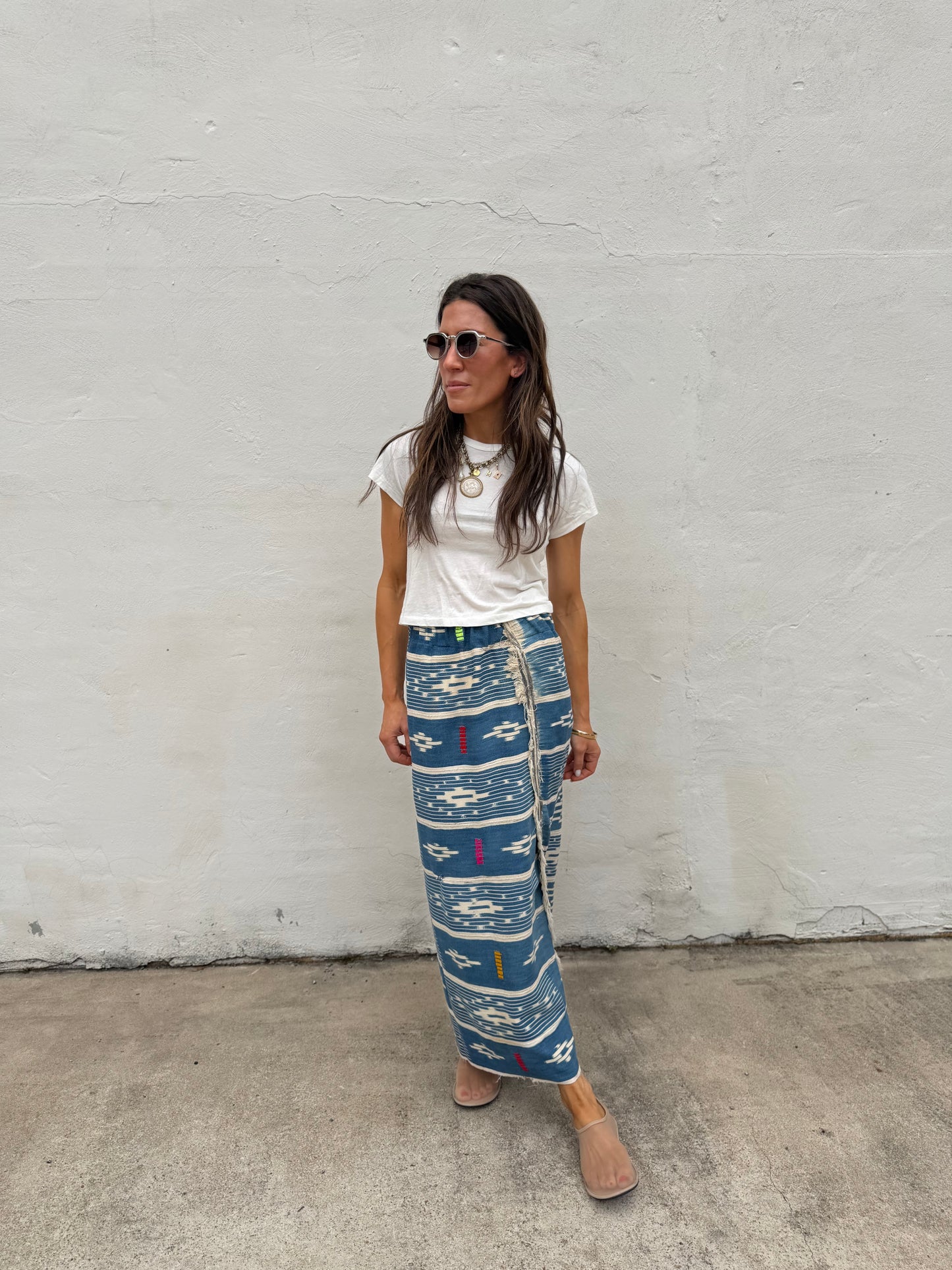 Denim Blue Multi Baule Maxi Skirt