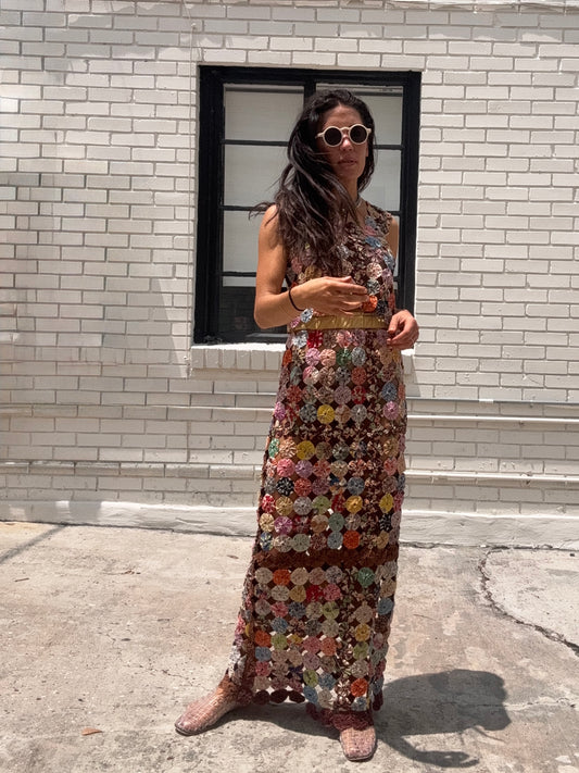 Yo-yo Maxi Skirt Set Brown Multi
