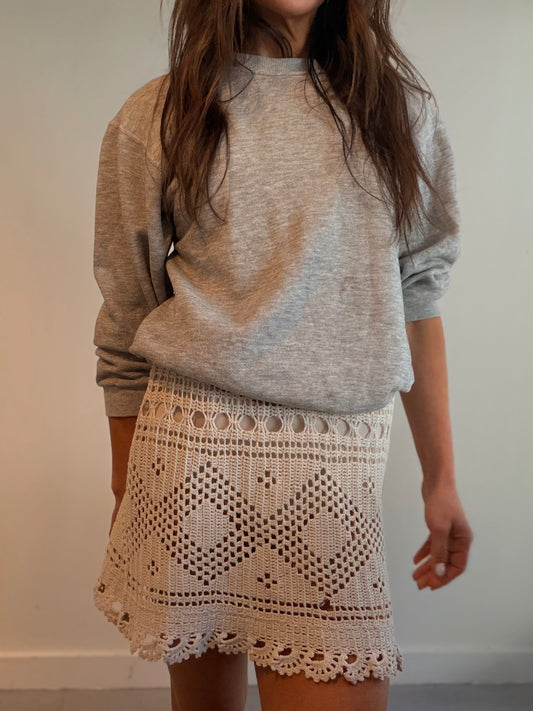 Crochet Mini Skirt in Greige