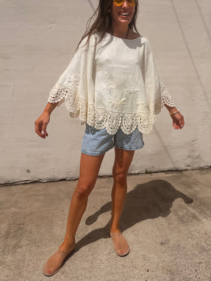 Crochet Trim Cape Top