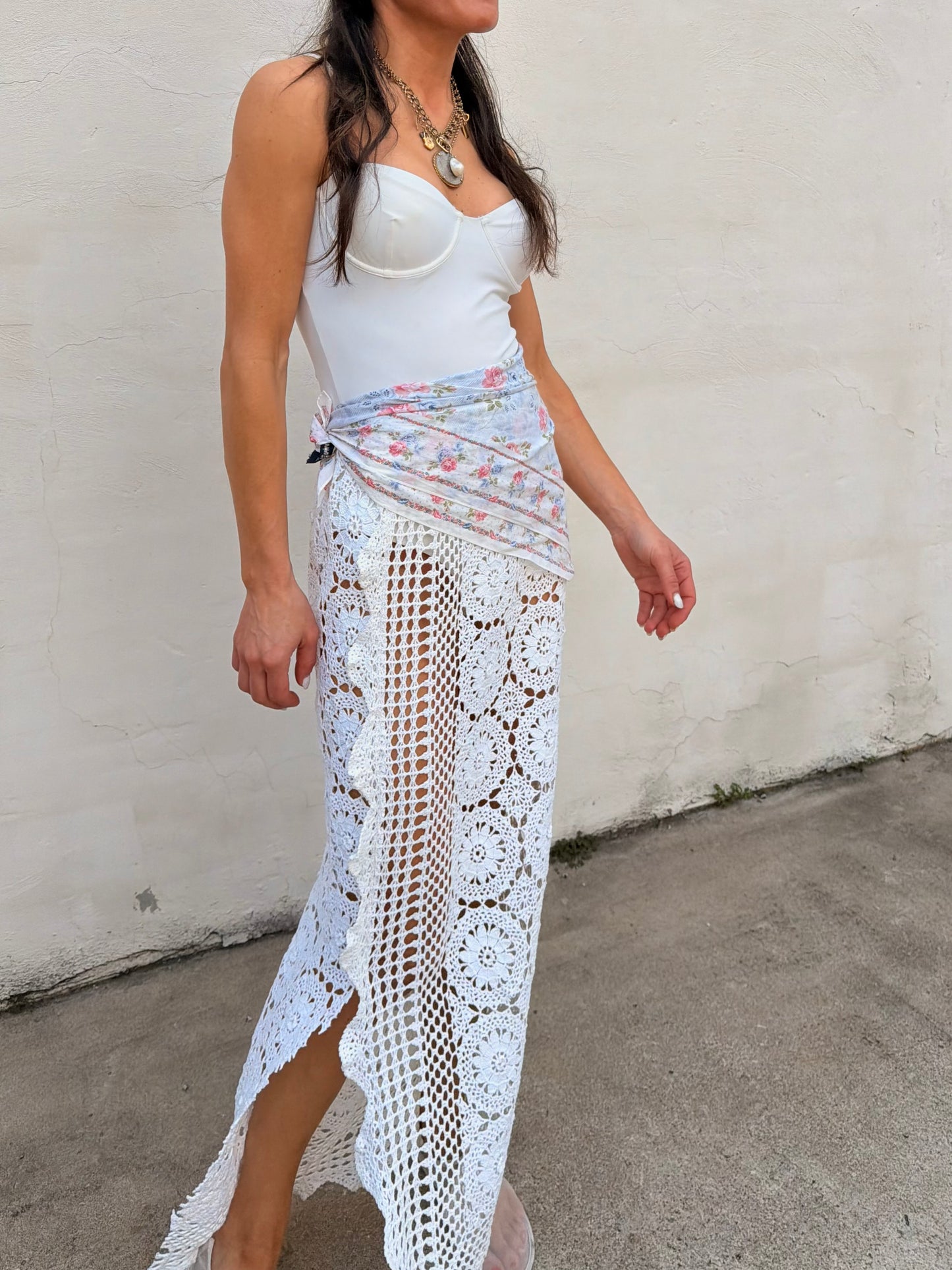 Crochet Doilies Maxi Skirt