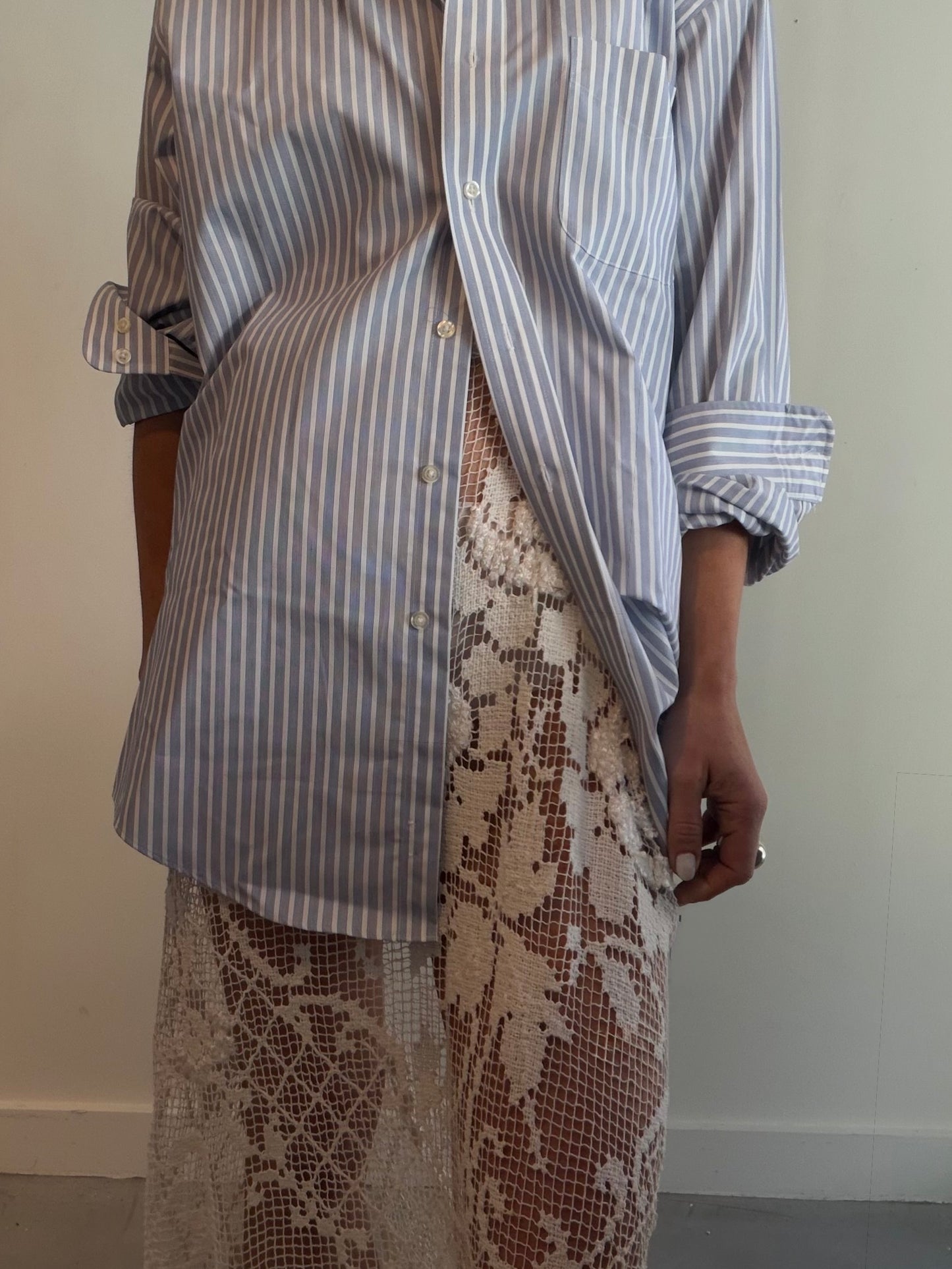 Sheer Hand Filet Laced Skirt