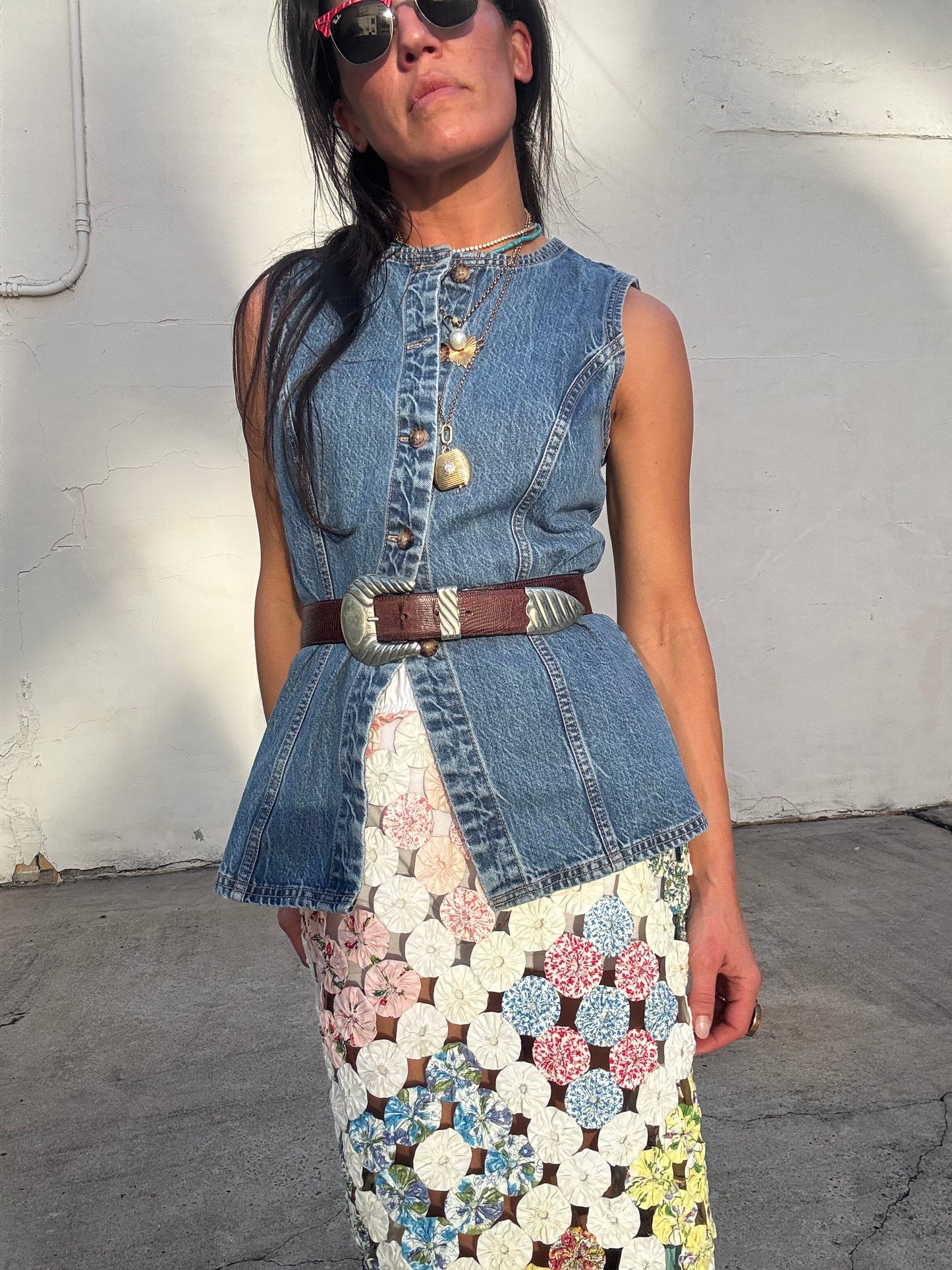 Yo-yo Maxi Skirt White Square